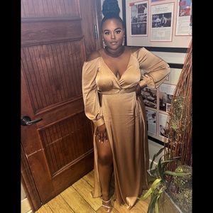 Satin Gown w/High Slit